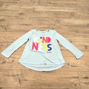 NWOT Girls Light Blue Teal‎ Long Sleeved Waffle Knit Tee Size 5 Kindness Always